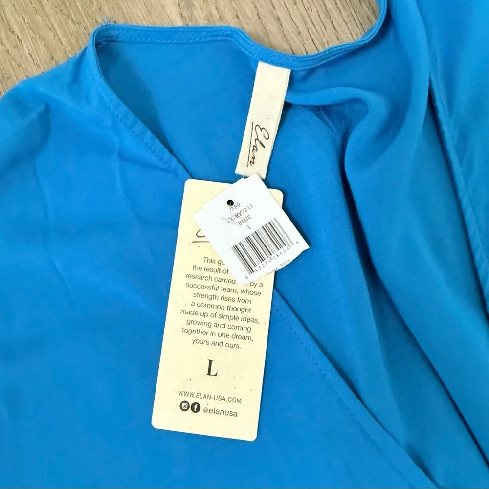 NWT Elan Blue Romper with Tie Waist Large - Picture 3 of 11